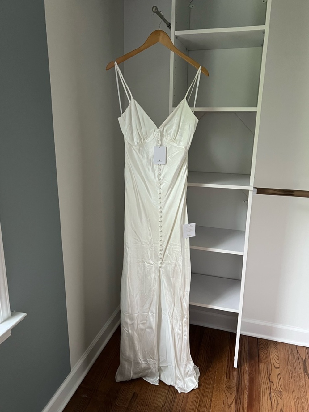 NWT Lulu's White Satin Maxi Slip Dress